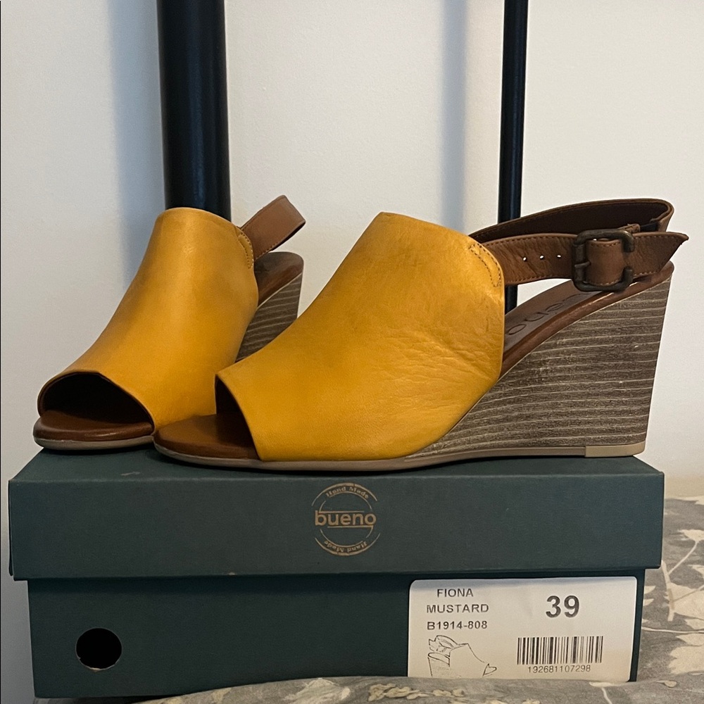 Bueno Mustard Yellow Wedge Sandals